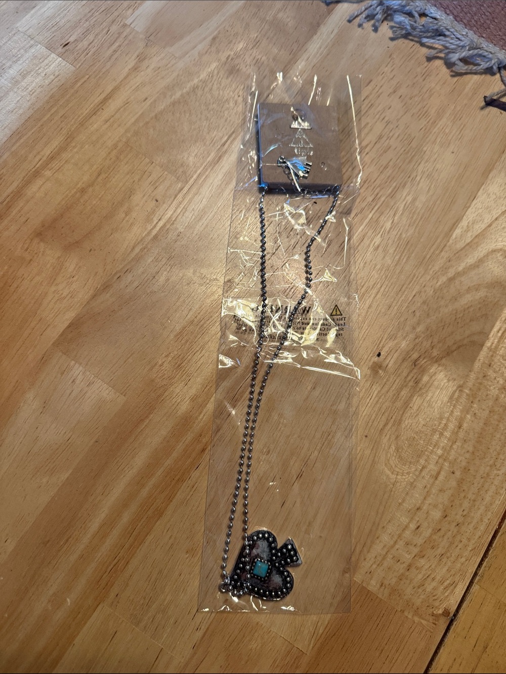 Spade Pendant Necklace with Turquoise Accent - Silver Tone